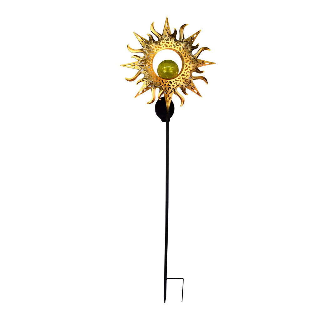 Solar Garden Stake Light with Hollow Iron Frame & Glass Globe