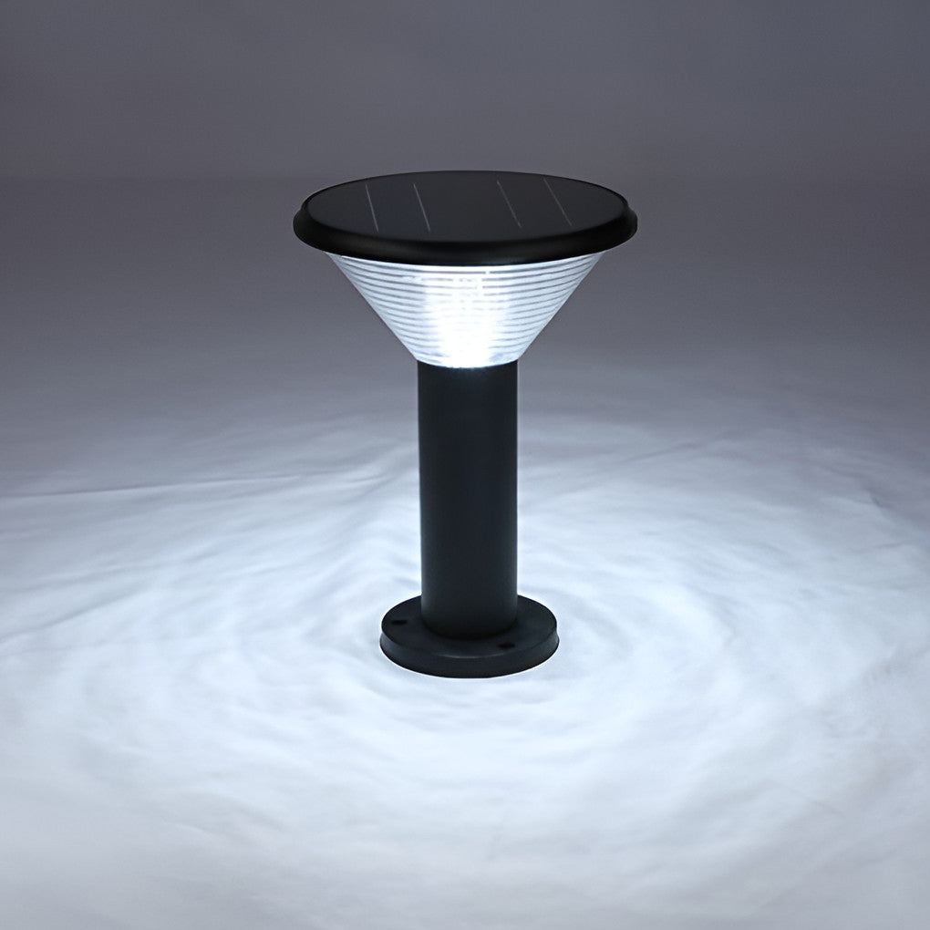 Solar LED Pathway Light Black Cylindrical Outdoor Landscape Lighting