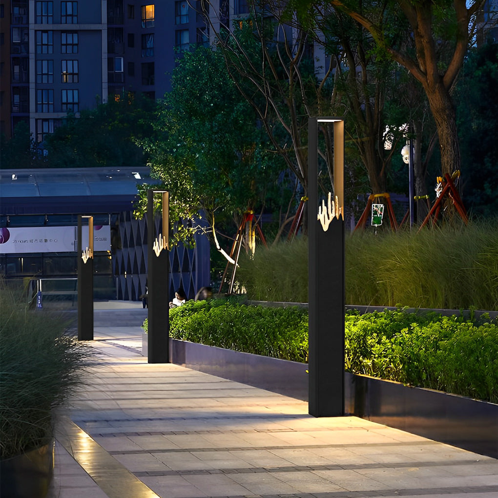 Modern Rectangular Glass LED Pathway Lights - Steel & Glass