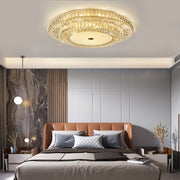 Crystal Glass Flush Mount Ceiling Light with 3-Step Dimming