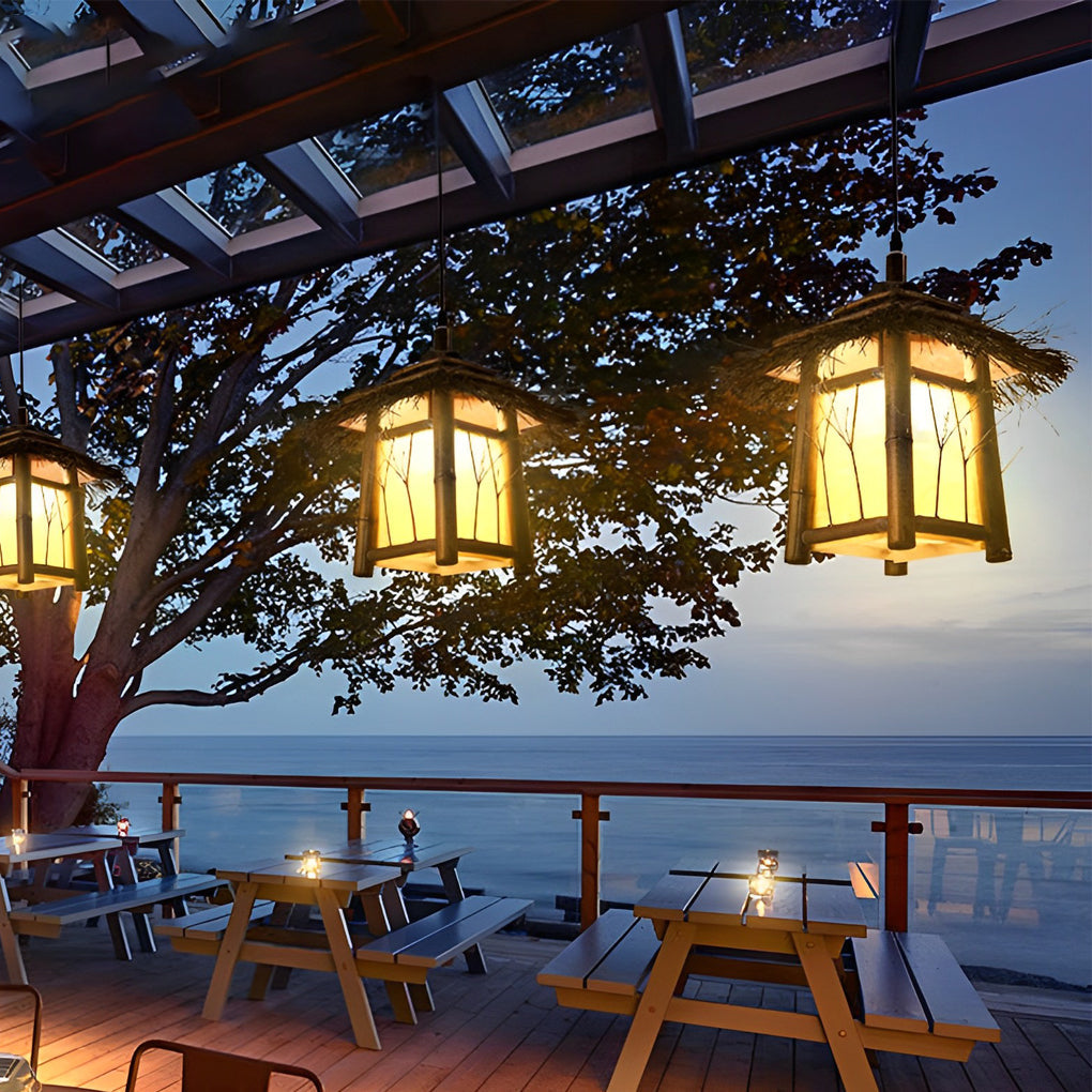 Bamboo Branch Pattern Lantern Outdoor Hanging & Post Light