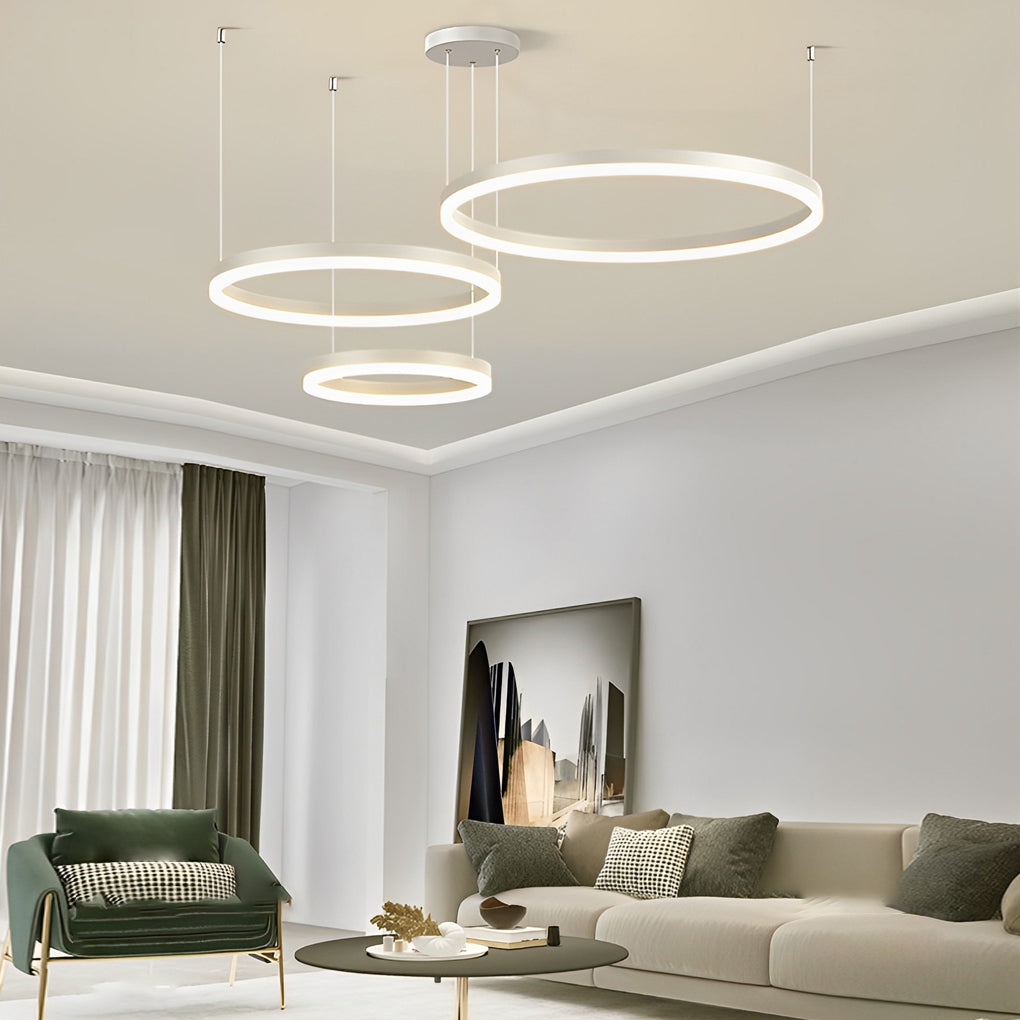 Circular Rings LED Semi-Flush Mount Light with 3-Step Dimming