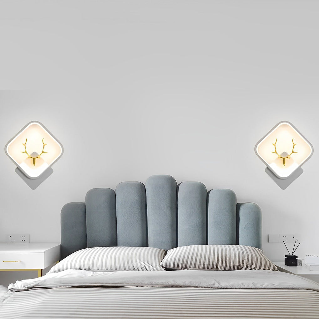 Modern Antler Wall Sconce LED Bedside Lamp Iron Aluminum