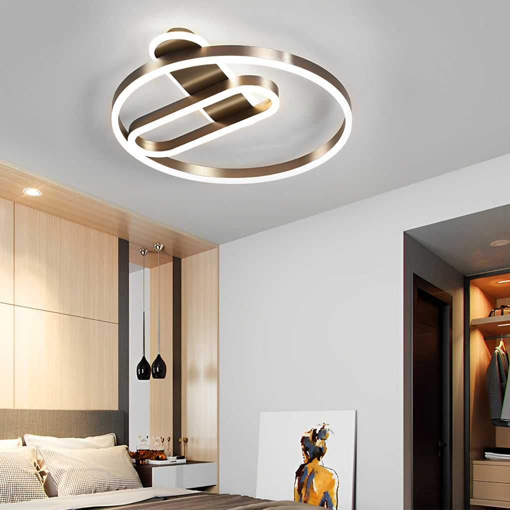 Geometric Circle LED Flush Mount Ceiling Light - Modern Metal
