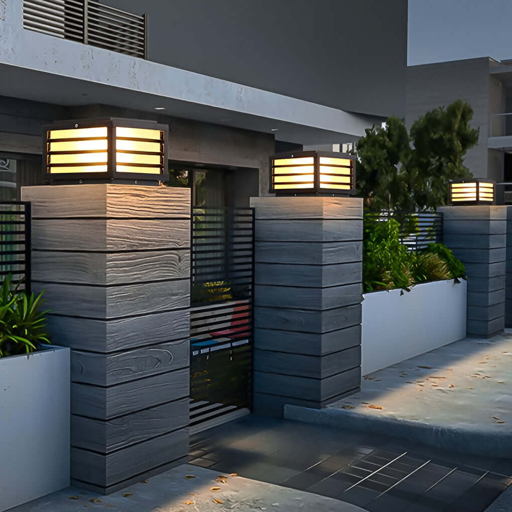 Solar LED Fence Cap Post Light - Modern Outdoor Post Lighting