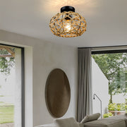 Hand-Woven Rope Pendant Light - Rustic Beige Ceiling Fixture
