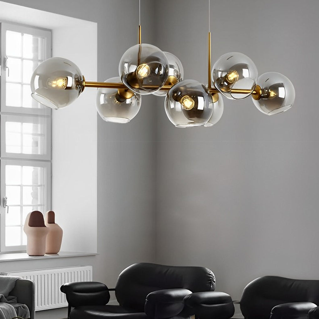 8-Light Glass Shade LED Chandelier Modern Dining Room Fixture