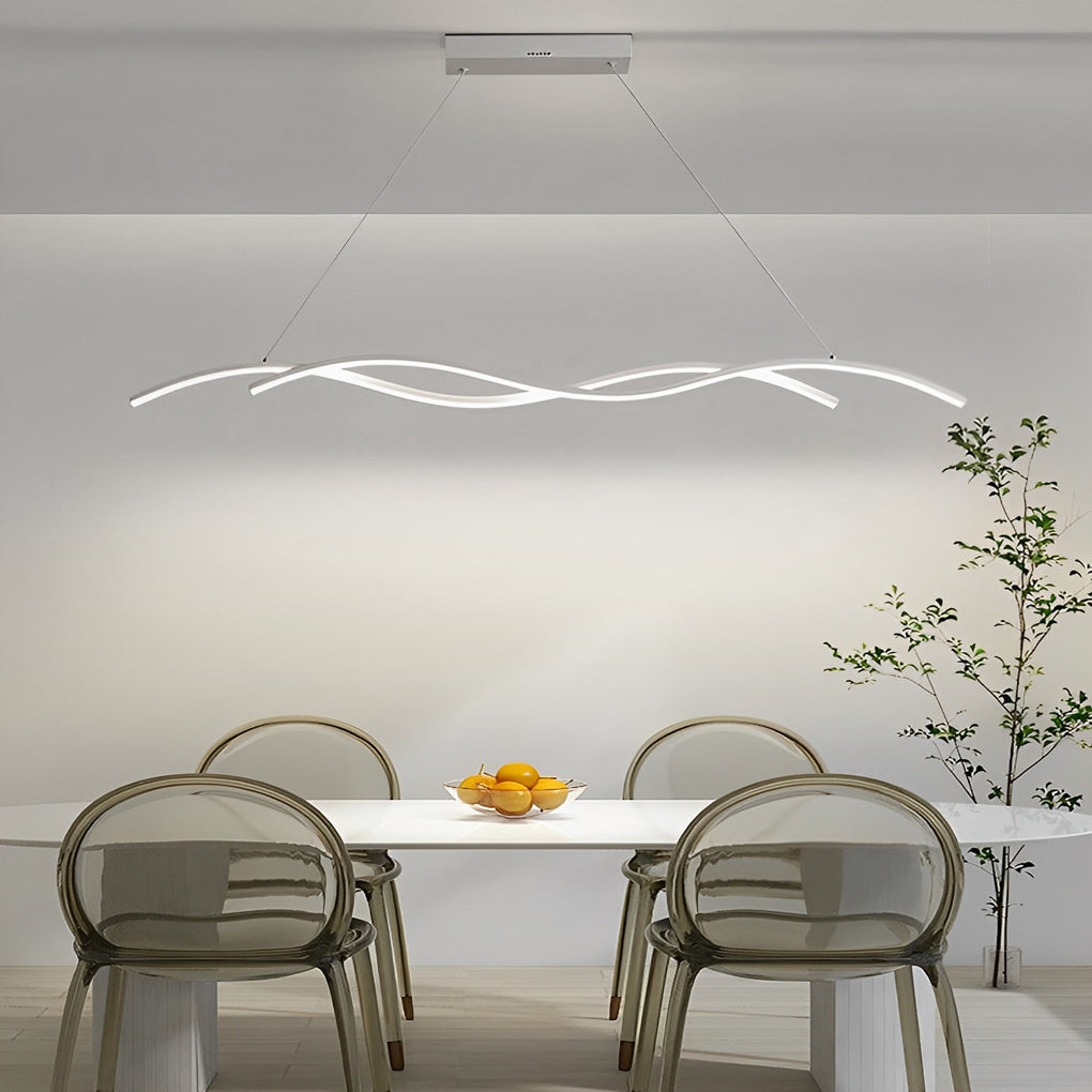 Double Wave Modern LED Pendant Light in Black or White