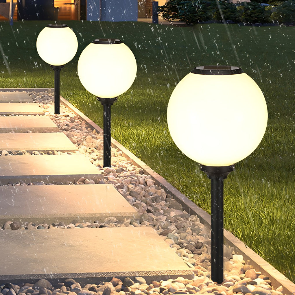 Solar LED Pathway Light Round Ball Design Adjustable Brightness