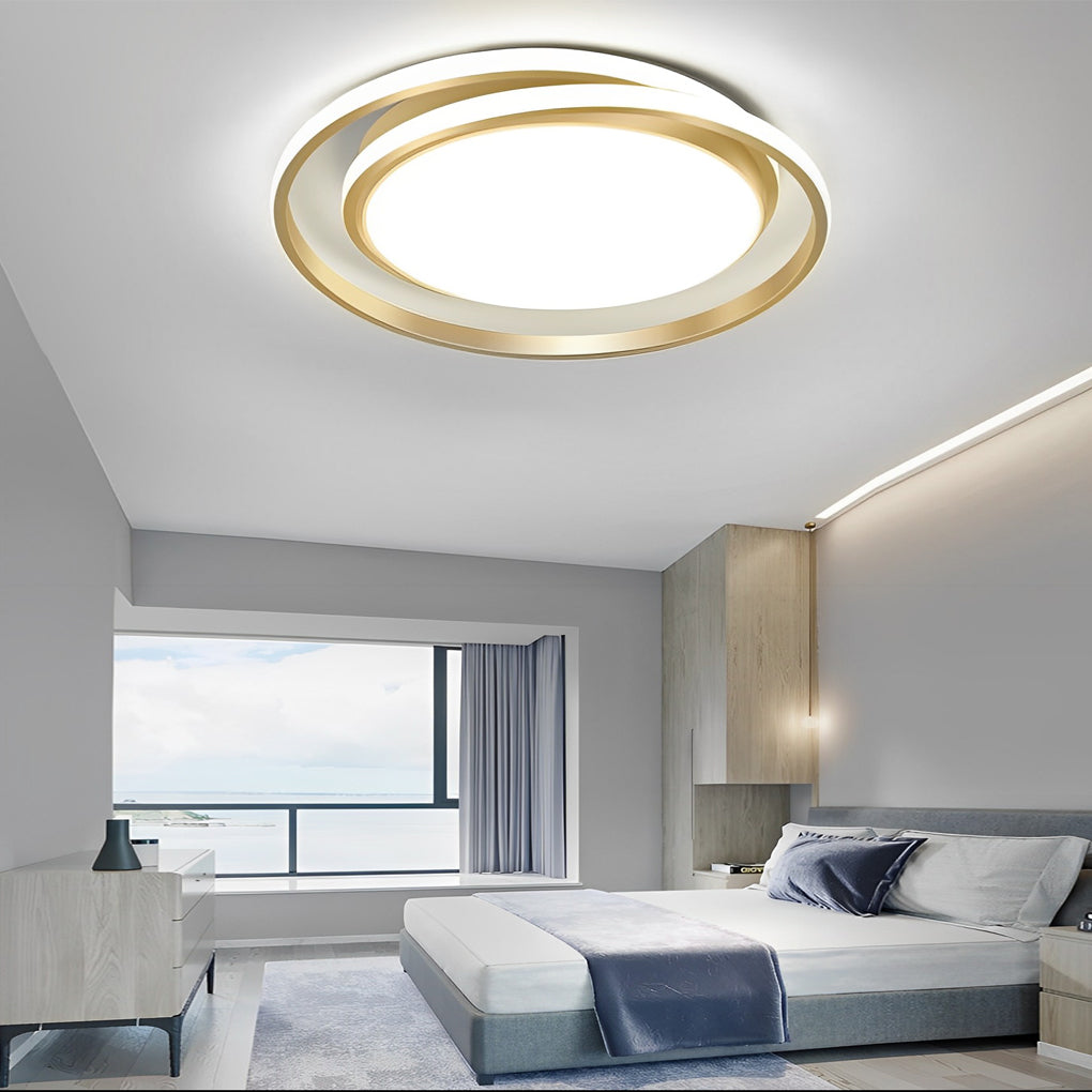 Modern Circular LED Flush Mount Ceiling Light with Dimming Remote
