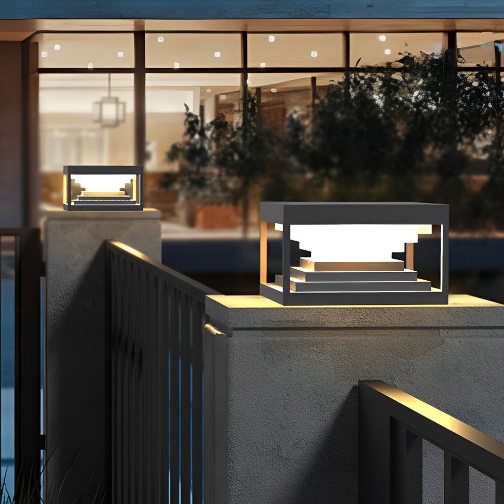 Modern Black Stainless Steel Solar LED Post Cap Light