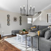 8-Light Industrial Chandelier with LED Three-Step Dimming