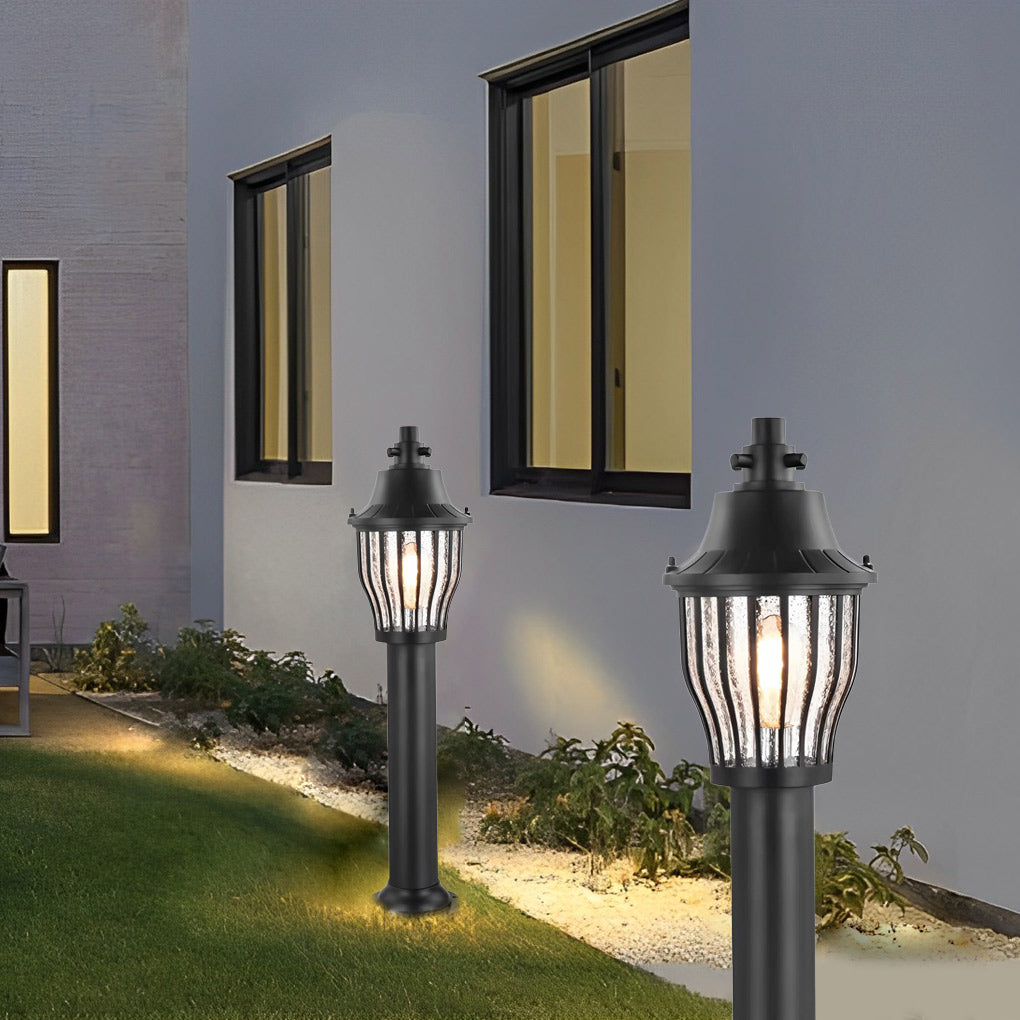 Modern Caged Pathway Light - Die-Cast Aluminum Outdoor Lamp