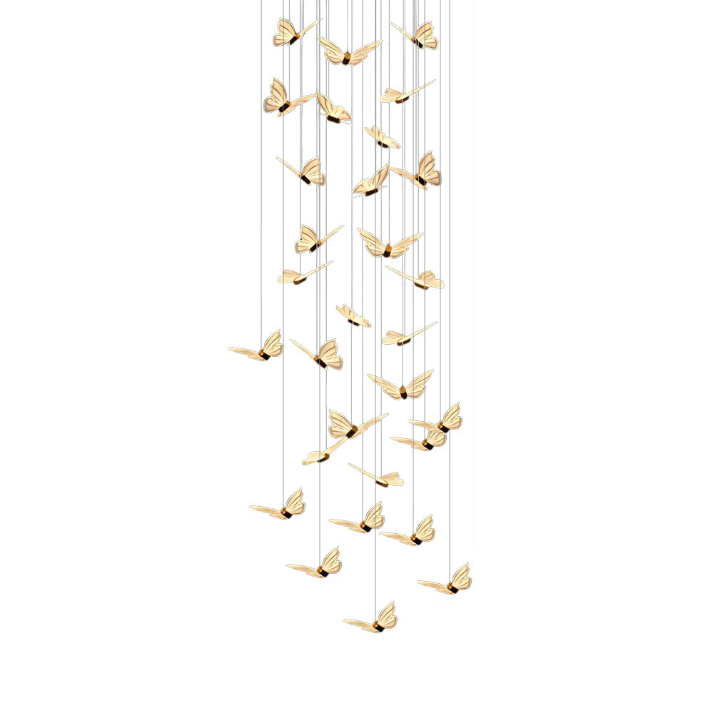 Butterfly Spiral LED Staircase Chandelier with 3-Step Dimming