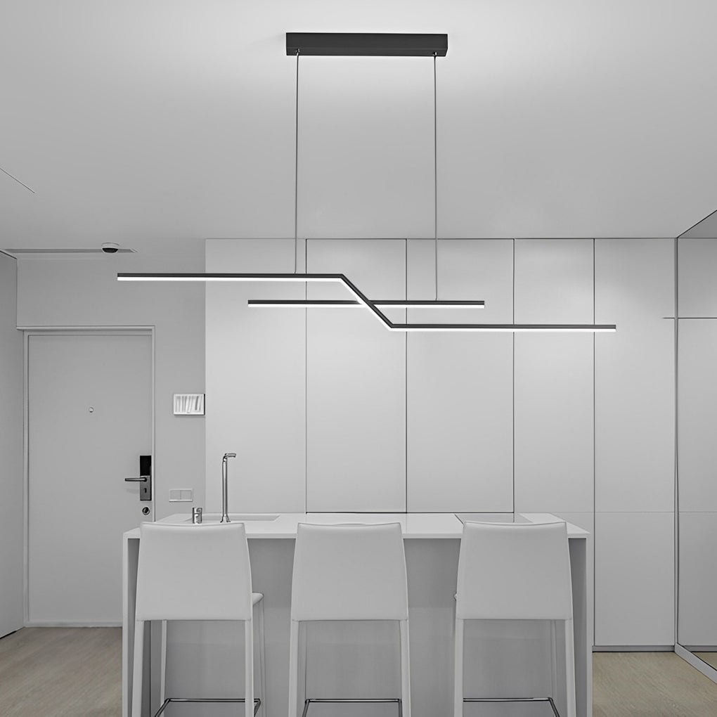 Modern Wave Linear LED Pendant Light with 3-Step Dimming