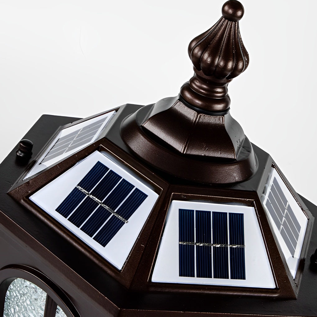 Solar Post Light Modern Aluminum Glass Outdoor Fence Lamp