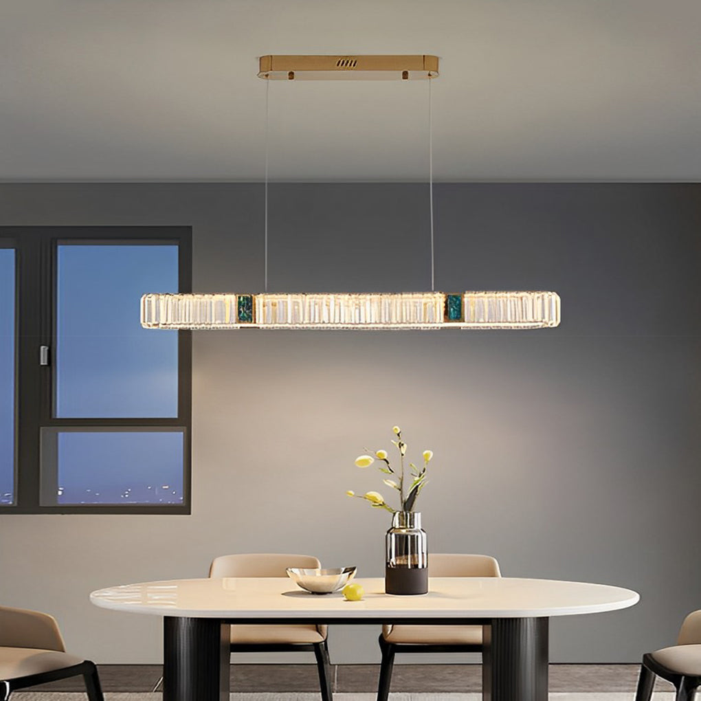 Oval Crystal Chandelier with Stepless Dimming & Gold Finish
