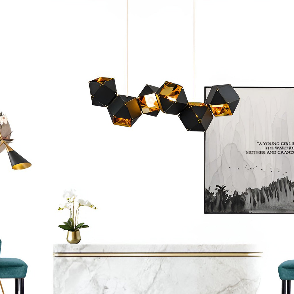 6-Light Geometric Polygonal Pendant Light - Modern Chandelier