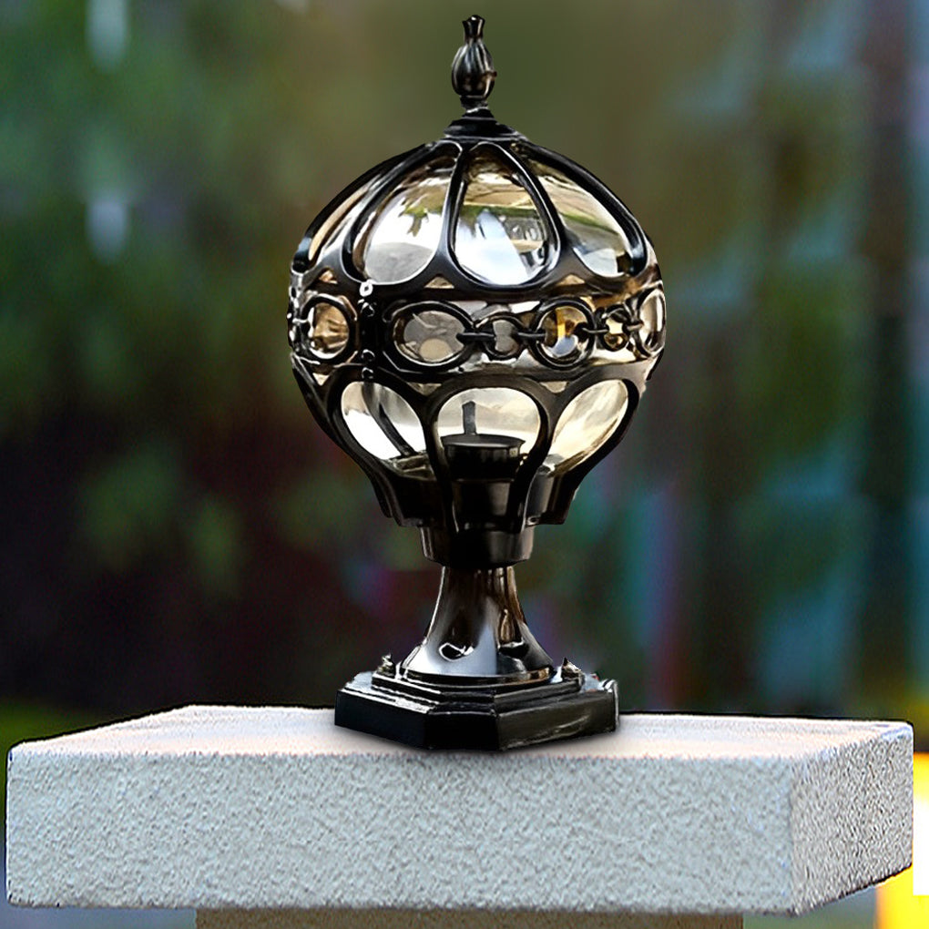 Round Globe Outdoor Post Light – Modern Waterproof Fence Pillar Lamp