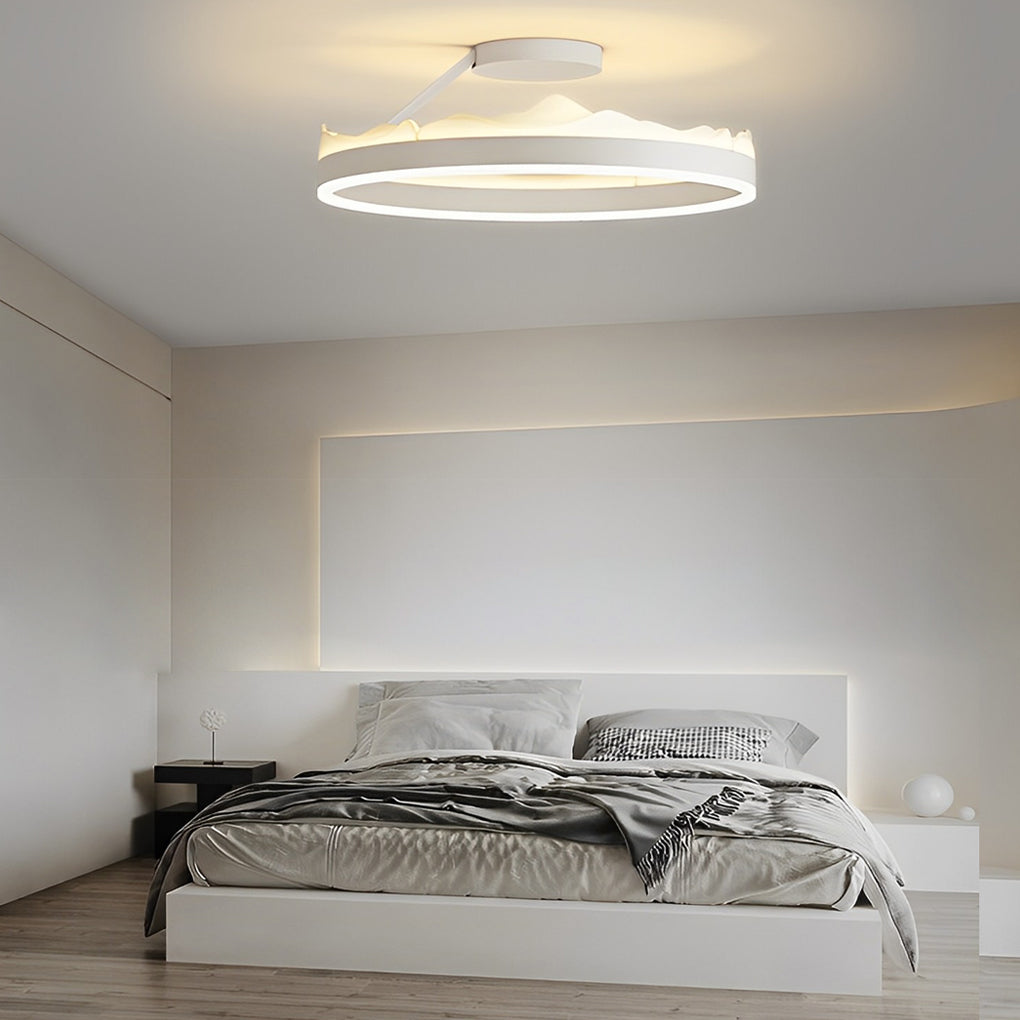 Modern Round LED Flush Mount Ceiling Light with Stepless Dimming