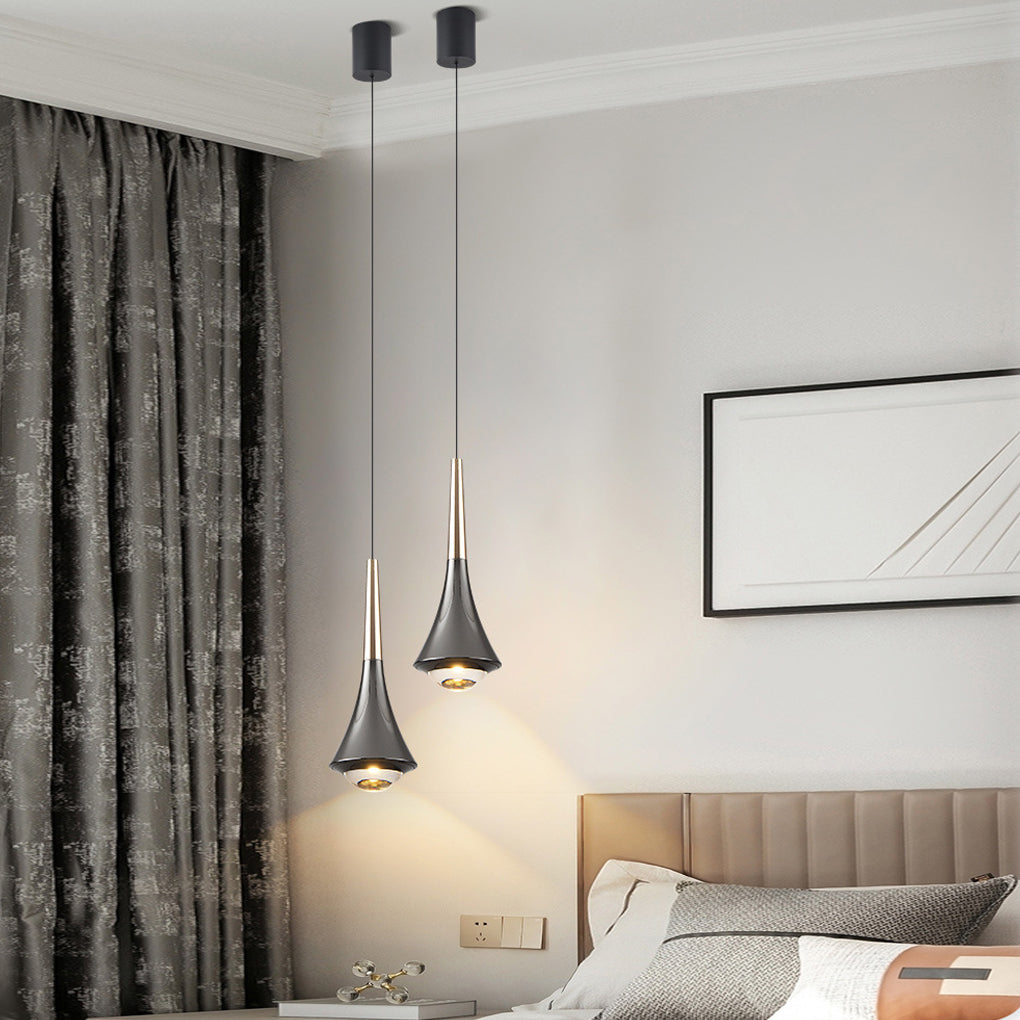 Adjustable Modern LED Pendant Light with Aluminum & Glass Shade