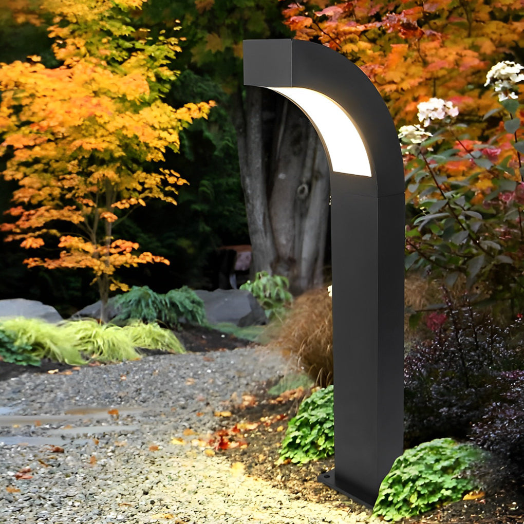 Curved LED Path Light Modern Black Aluminum Outdoor Landscape Lighting