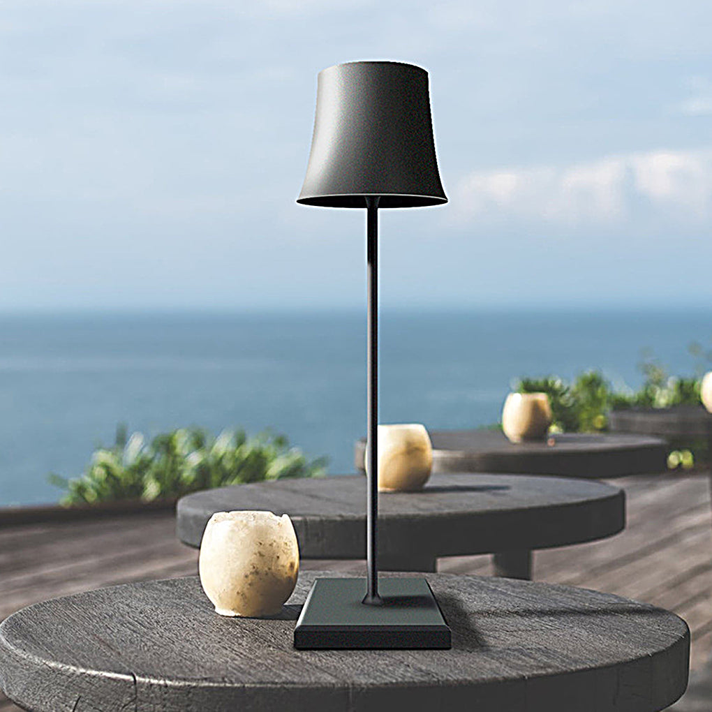 15" Cordless Modern Metal Table Lamp - Black/White Rechargeable