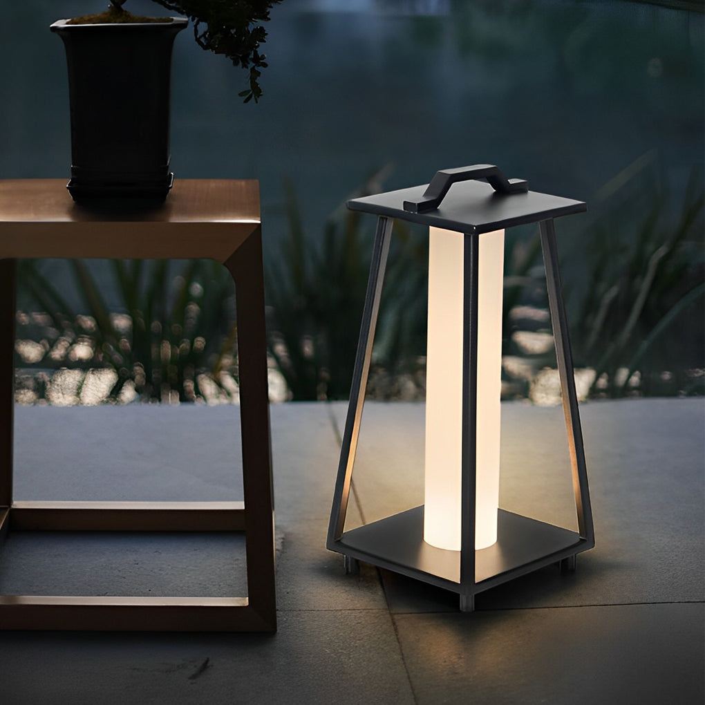 Modern Black LED Outdoor Floor Lamp with Handle – Portable Lantern