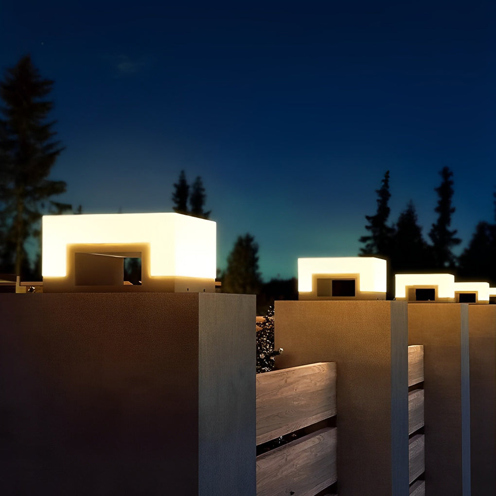 Modern Square Solar Post Cap Light – Stainless Steel & PE