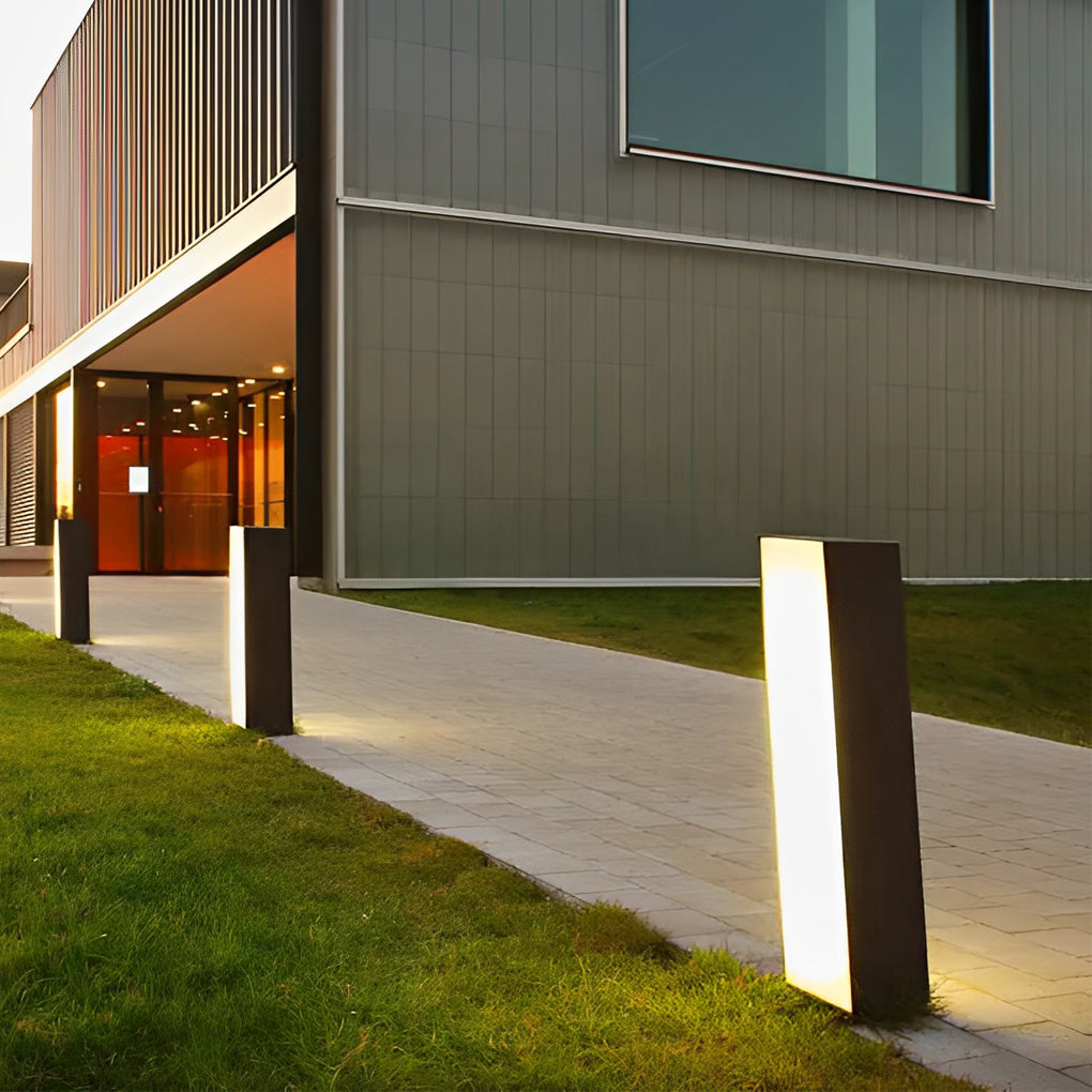 Modern Cuboid Inclined LED Outdoor Lawn Lamp - Stainless Steel