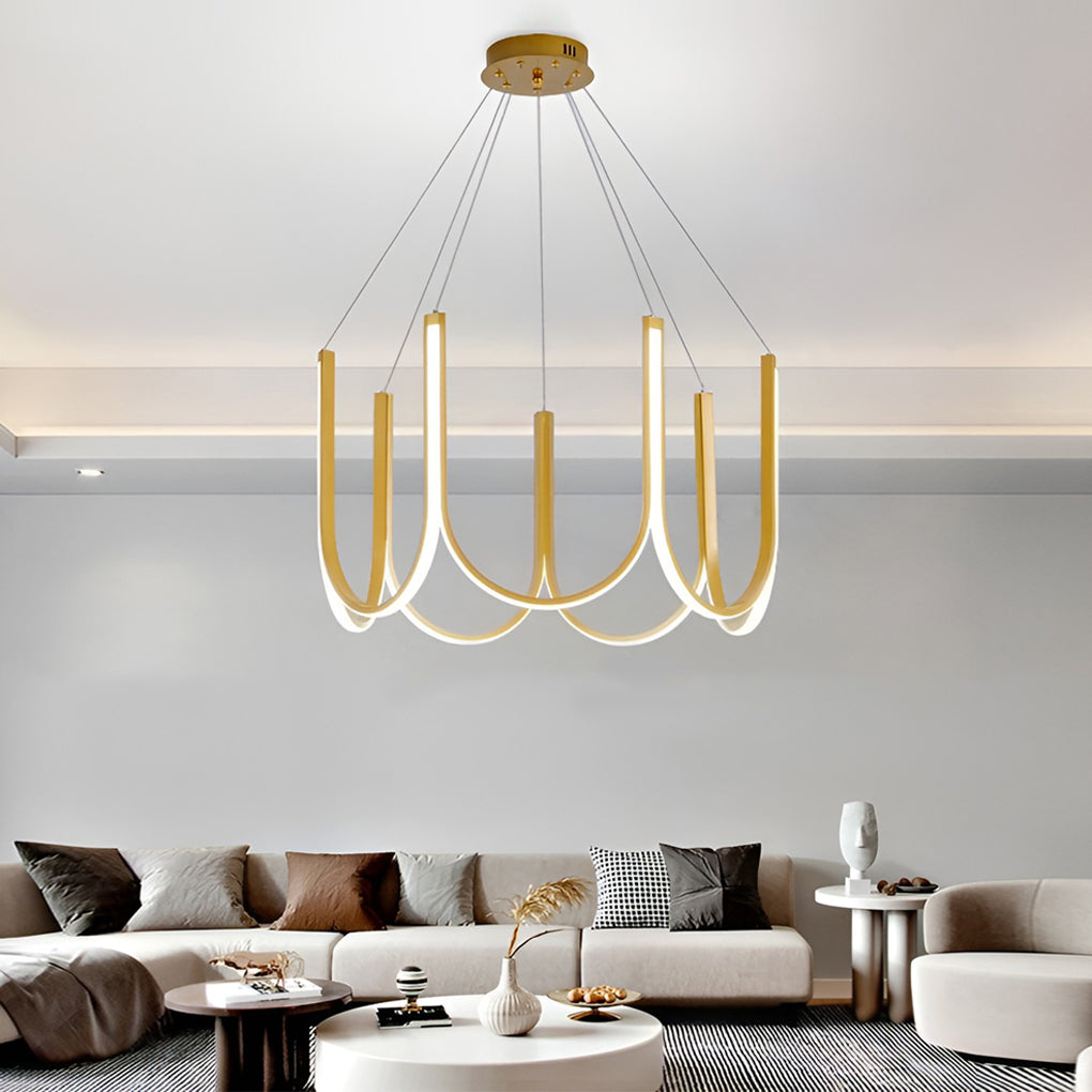 Modern LED Chandelier with 3-Step Dimming - Aluminum & Iron