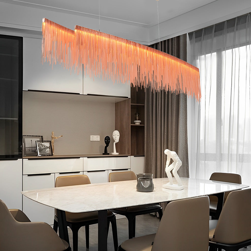 Aluminum Tassel Chain LED Dimmable Post-Modern Dining Chandelier