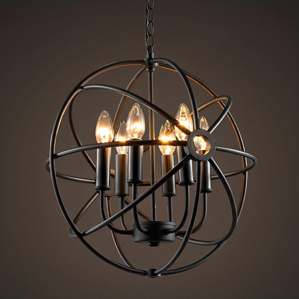 Retro Birdcage Iron Chandelier Pendant Light | Matte Black