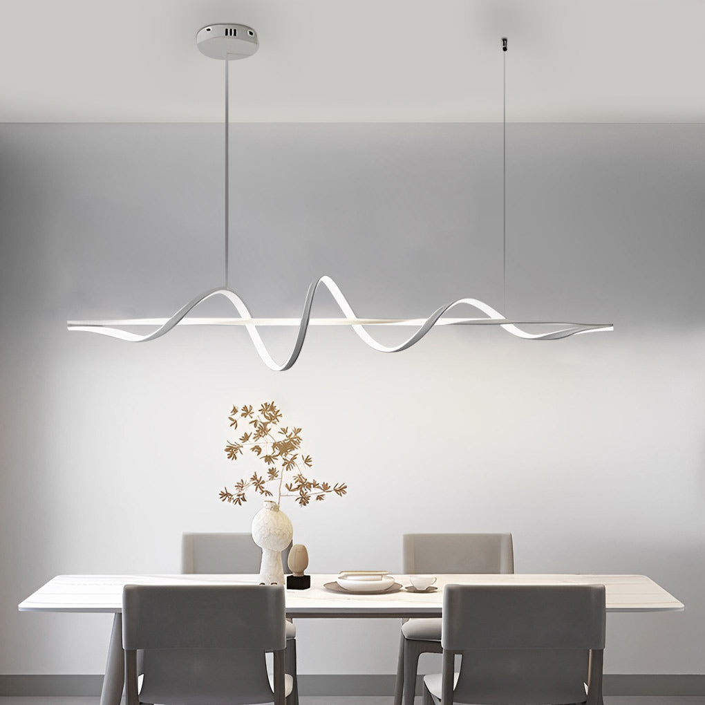 Wavy Rotating Ring LED Pendant Light with Dimming - Modern Nordic