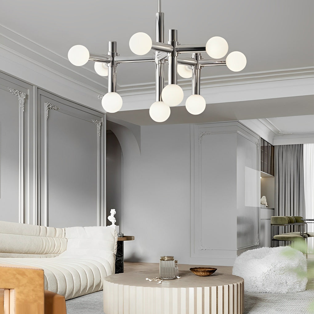 10-Light Sputnik Chandelier Chrome Glass Ball Modern Ceiling Light