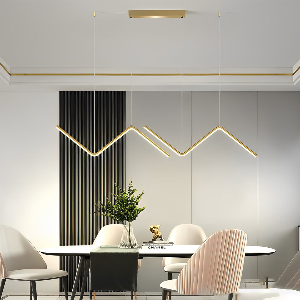Wavy Linear LED Pendant Light with 3-Step Dimming
