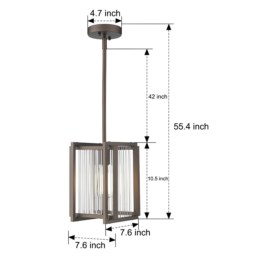 Square Iron Frame Industrial Pendant Light Fixture Black