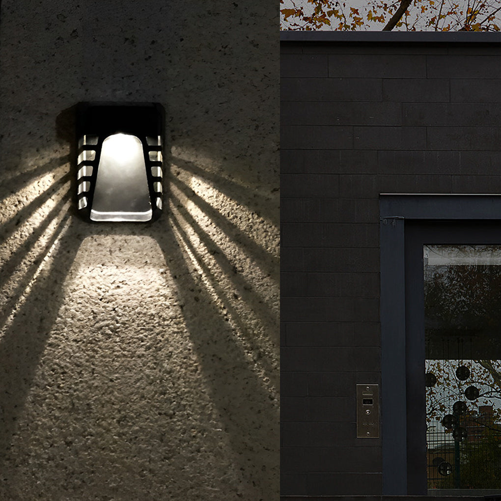 Modern Solar LED Outdoor Wall Light - Waterproof Black Finish