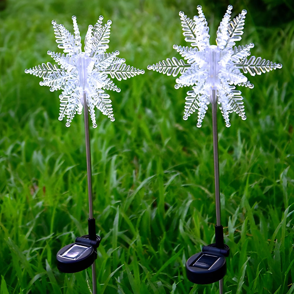 Solar Snowflake Lawn Lights Set - Acrylic Outdoor Garden Decor