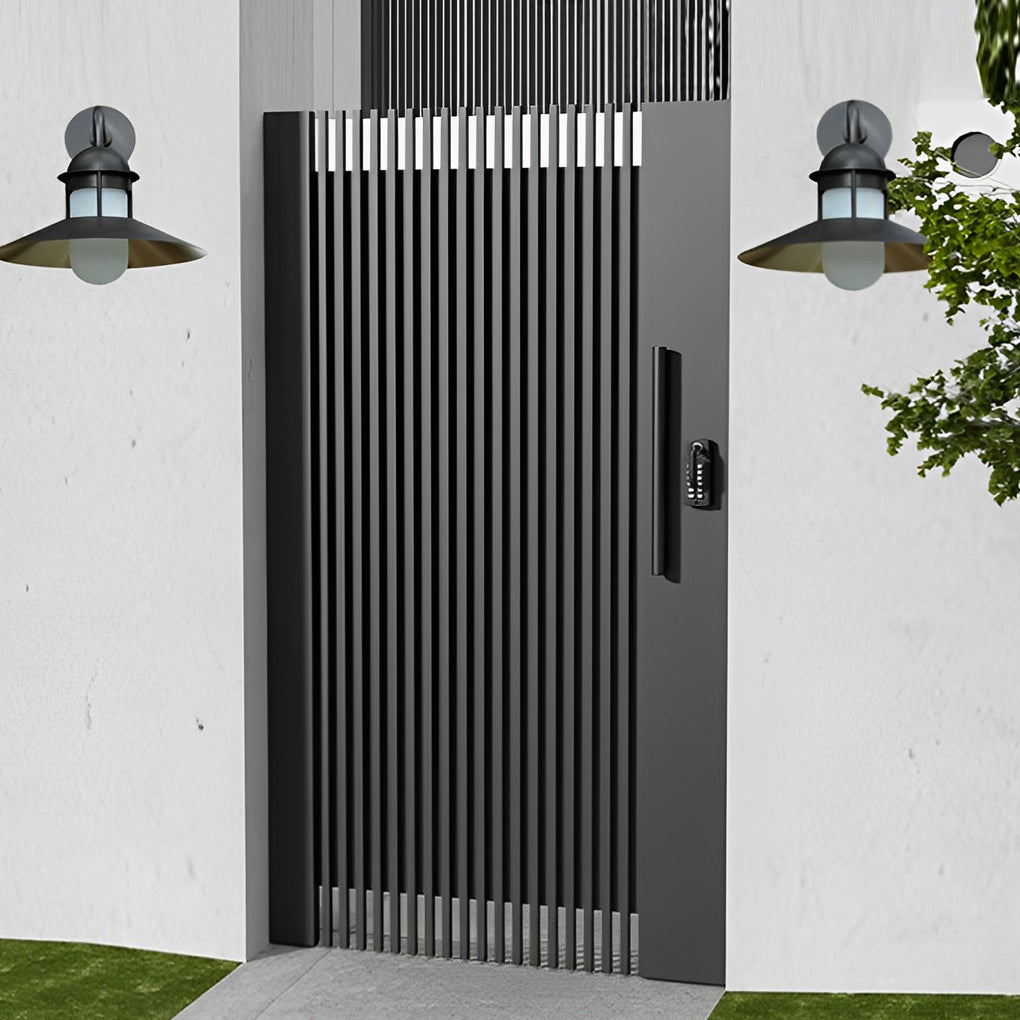 Modern Round Glass Outdoor Wall Light - Black Iron Waterproof