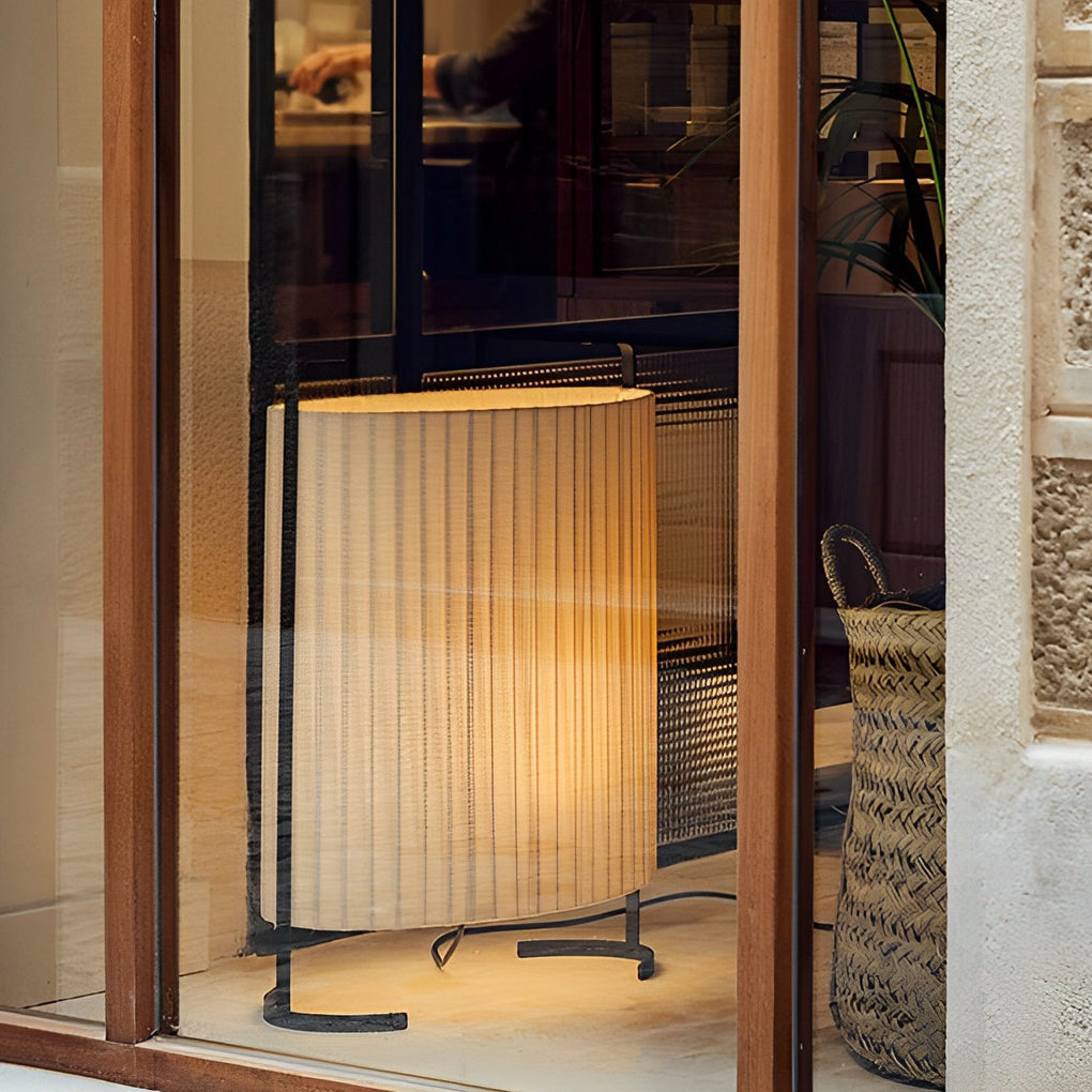 Japanese-Style Fabric Outdoor Floor Lamp - Modern Aluminum Frame