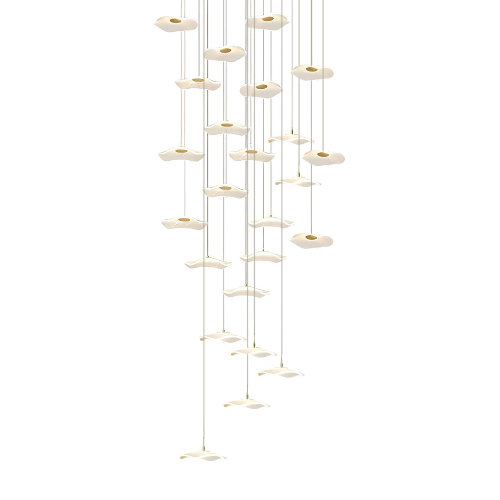Acrylic Lotus Leaf LED Staircase Chandelier - Modern Long Drop