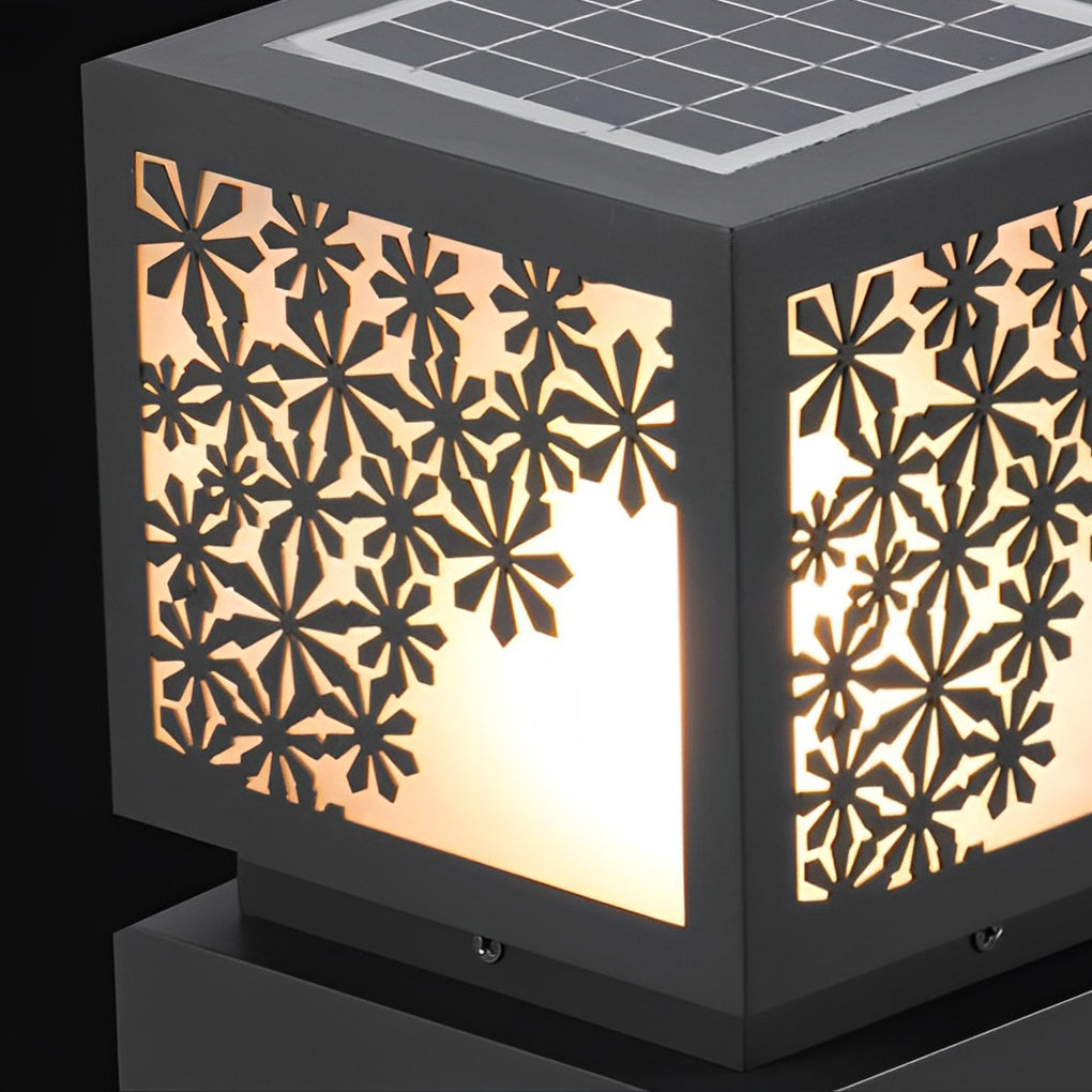 Snowflake Solar LED Bollard Light Outdoor Waterproof Lawn Lamp
