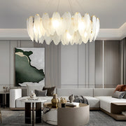 Glass Feather Post-Modern Chandelier with Three-Step Dimming