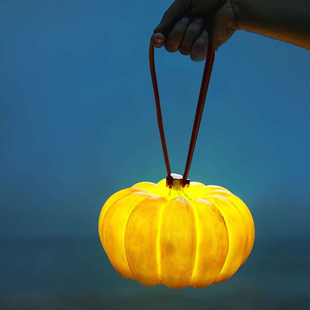 Modern Pumpkin LED Outdoor Lantern with USB Charging & Handle