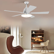 52" Modern Wood Blade Ceiling Fan with Dimmable LED & Remote