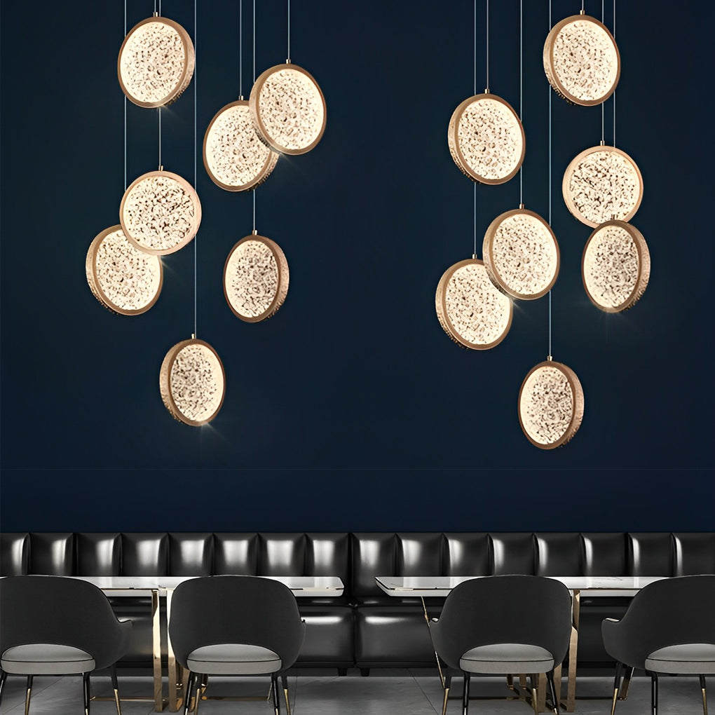 Modern Round Pendant Light with Iron & Acrylic Shade - 3-Step Dimming