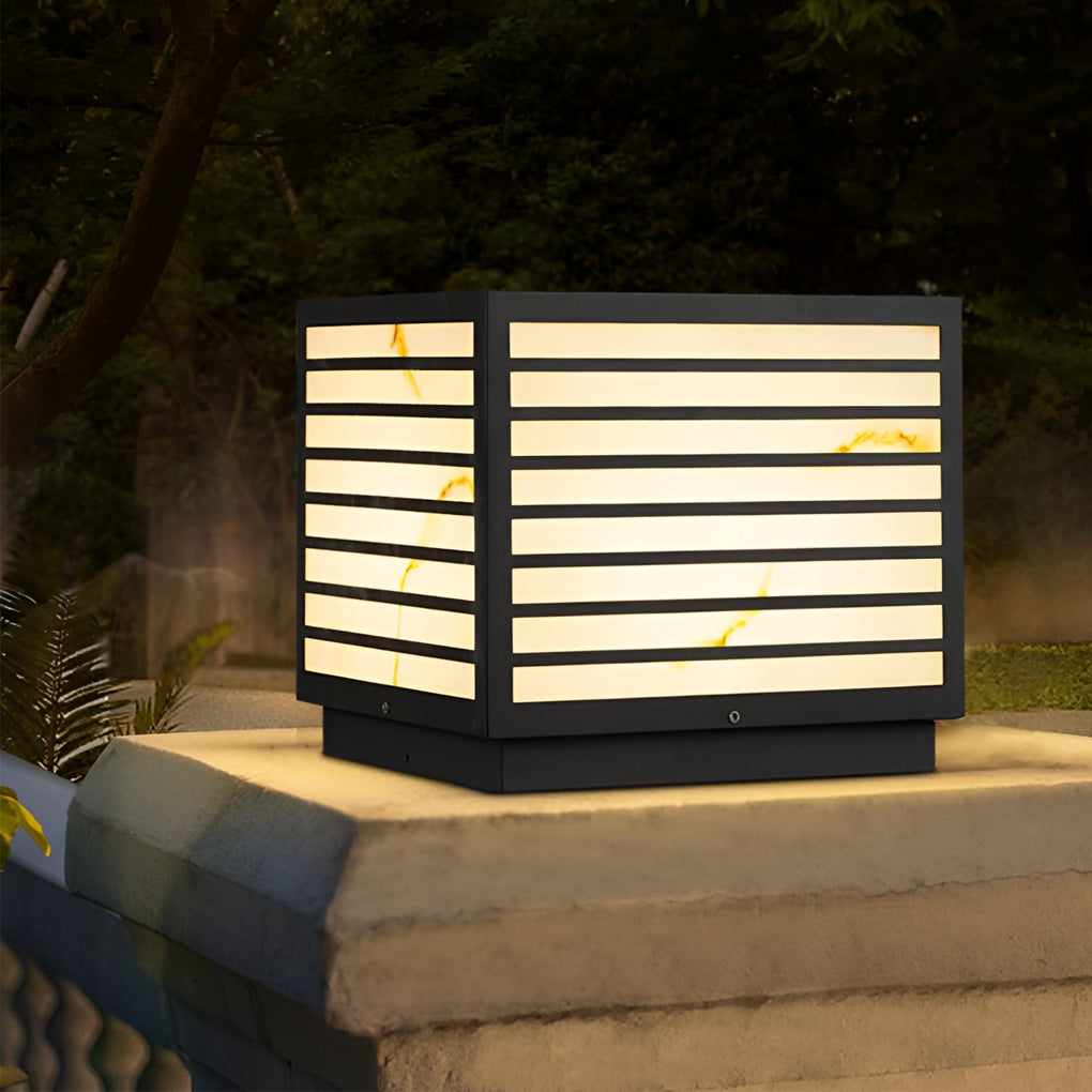 Modern Square Solar LED Outdoor Post Light | Dual Power IP65