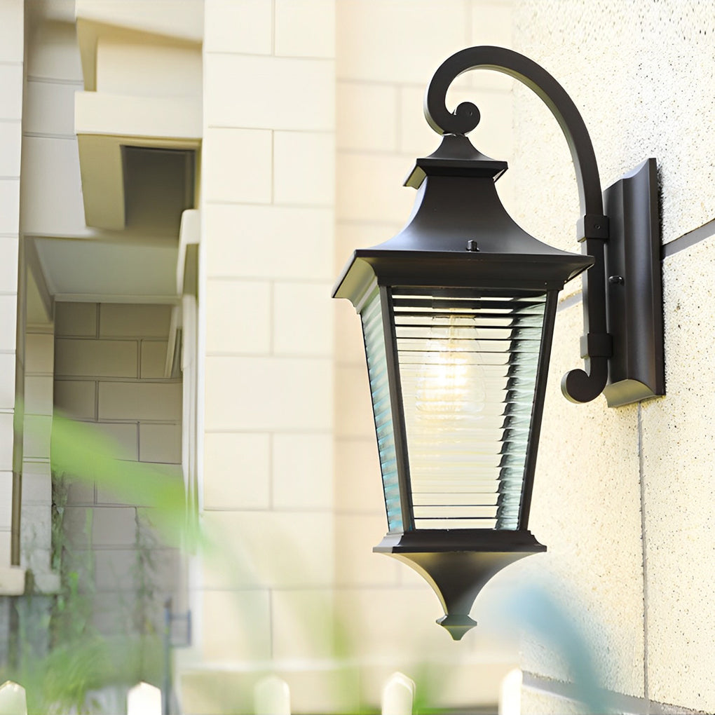 Modern Striped Glass Outdoor Wall Light - Waterproof Aluminum