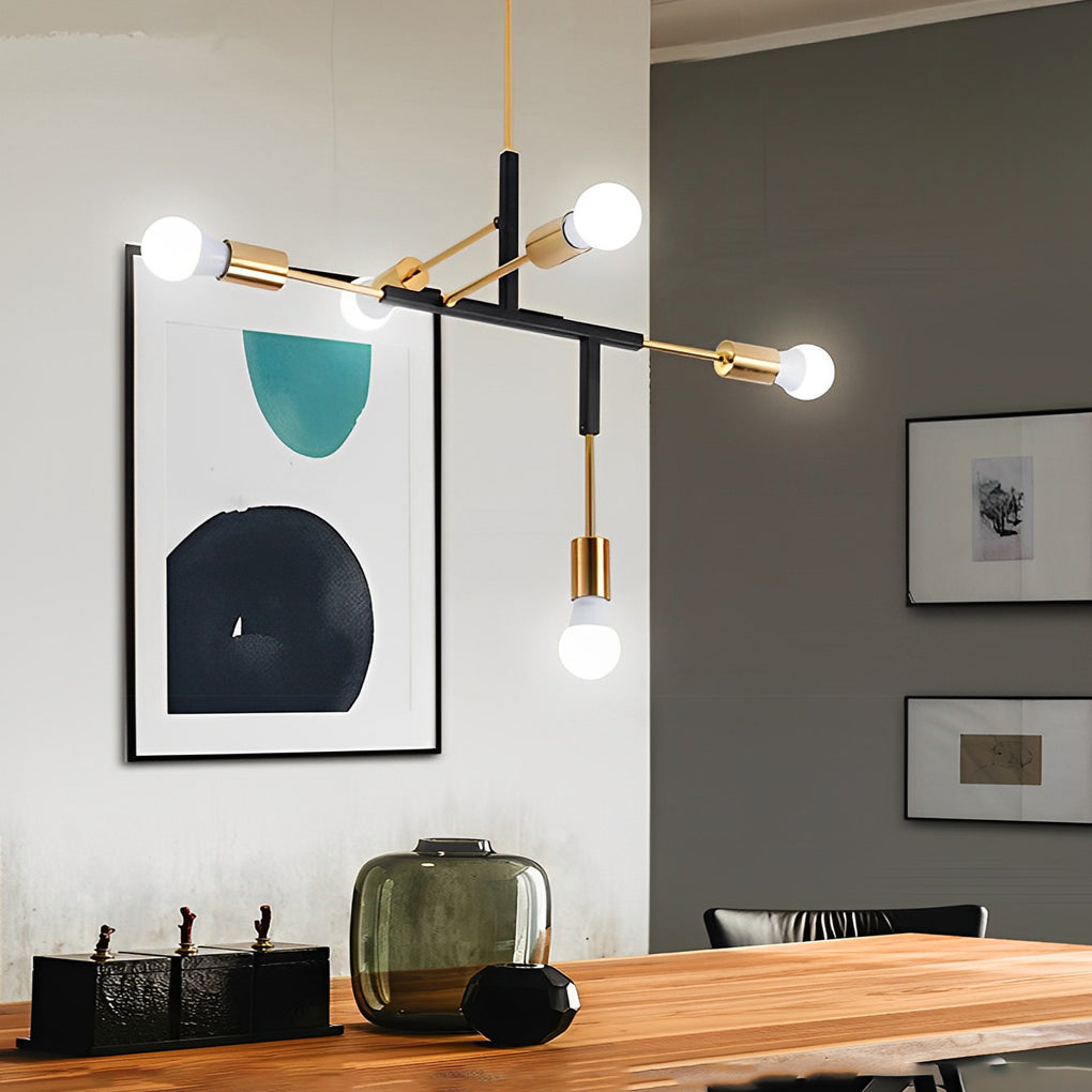5-Light Branch Modern Chandelier – Electroplated Iron Ceiling Light